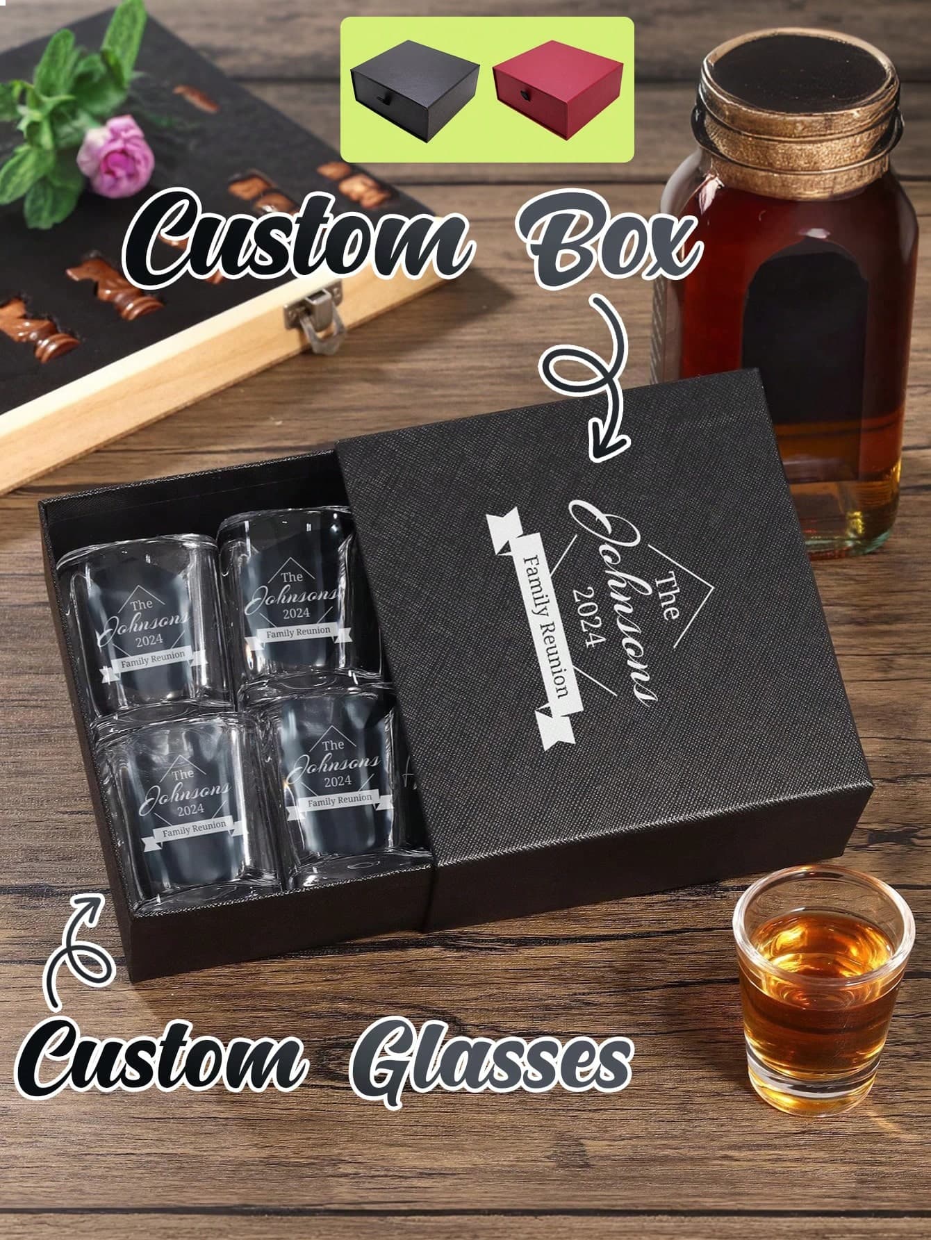 Personalized 60 ml Shot Glasses (1/4pcs) Gift Box