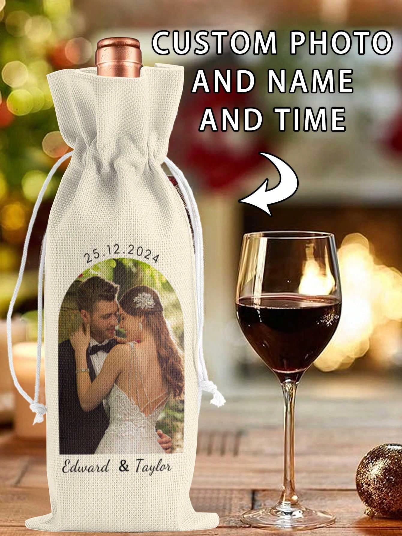 Customizable Linen-Like Wine Bottle Bags (5 pcs.)