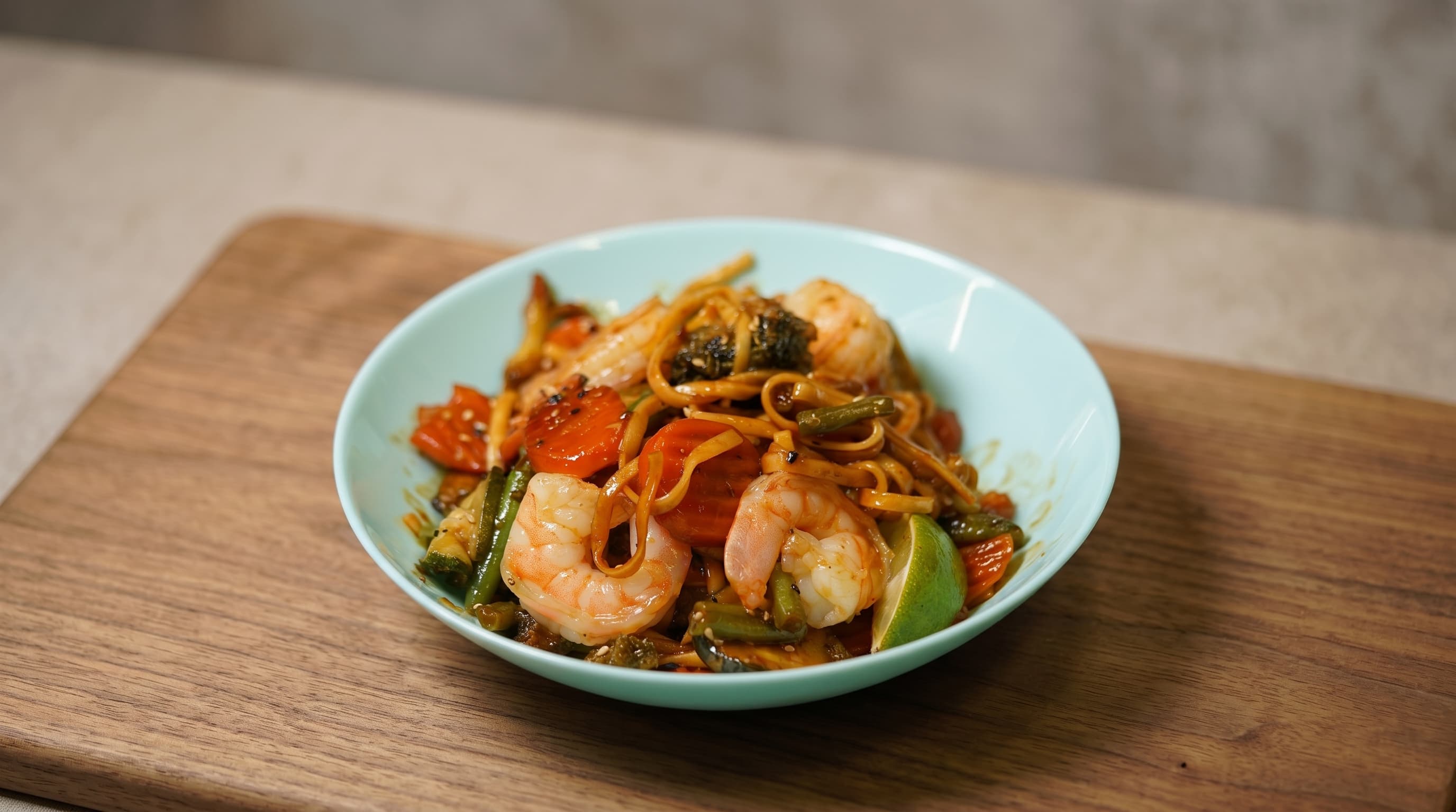 Udon Noodles with Shrimps