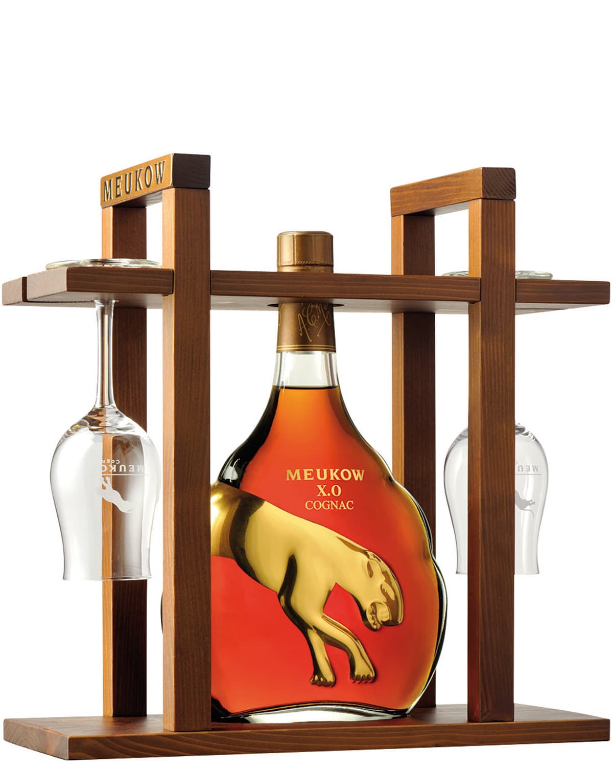 Meukow Cognac XO 70cl puitraam + 2 klaasi