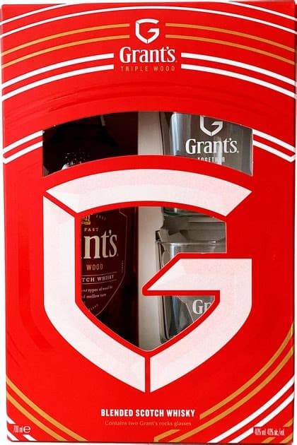 Kinkekomplekt Grants 40% 70cl + 2 Klaasi (tk)