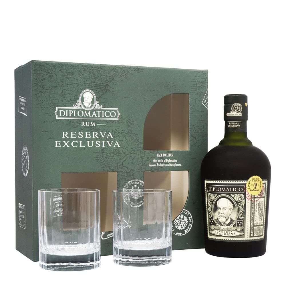 Kinkekomplekt Diplomatico Exclusiv 40% 70cl +2klaasi